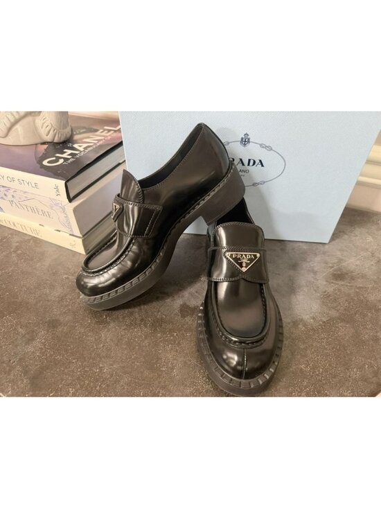Prada Shoes - PRADA Chocolate brushed leather loafers Black Size 37 7